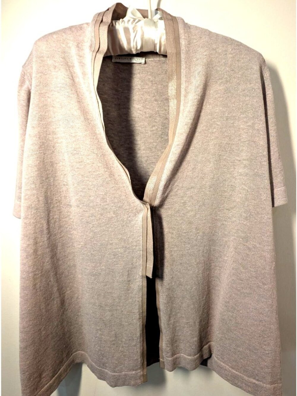 Fabiana Filippi Beige Linen One Button Cardigan, Size Medium